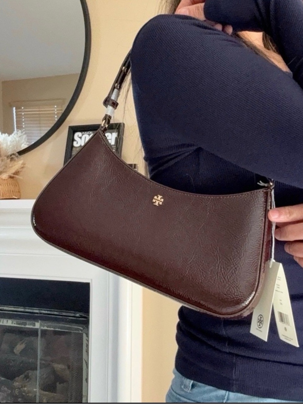 Tory Burch Emerson Crinkle Shoulder Bag 170230 In Agnello NWT leather